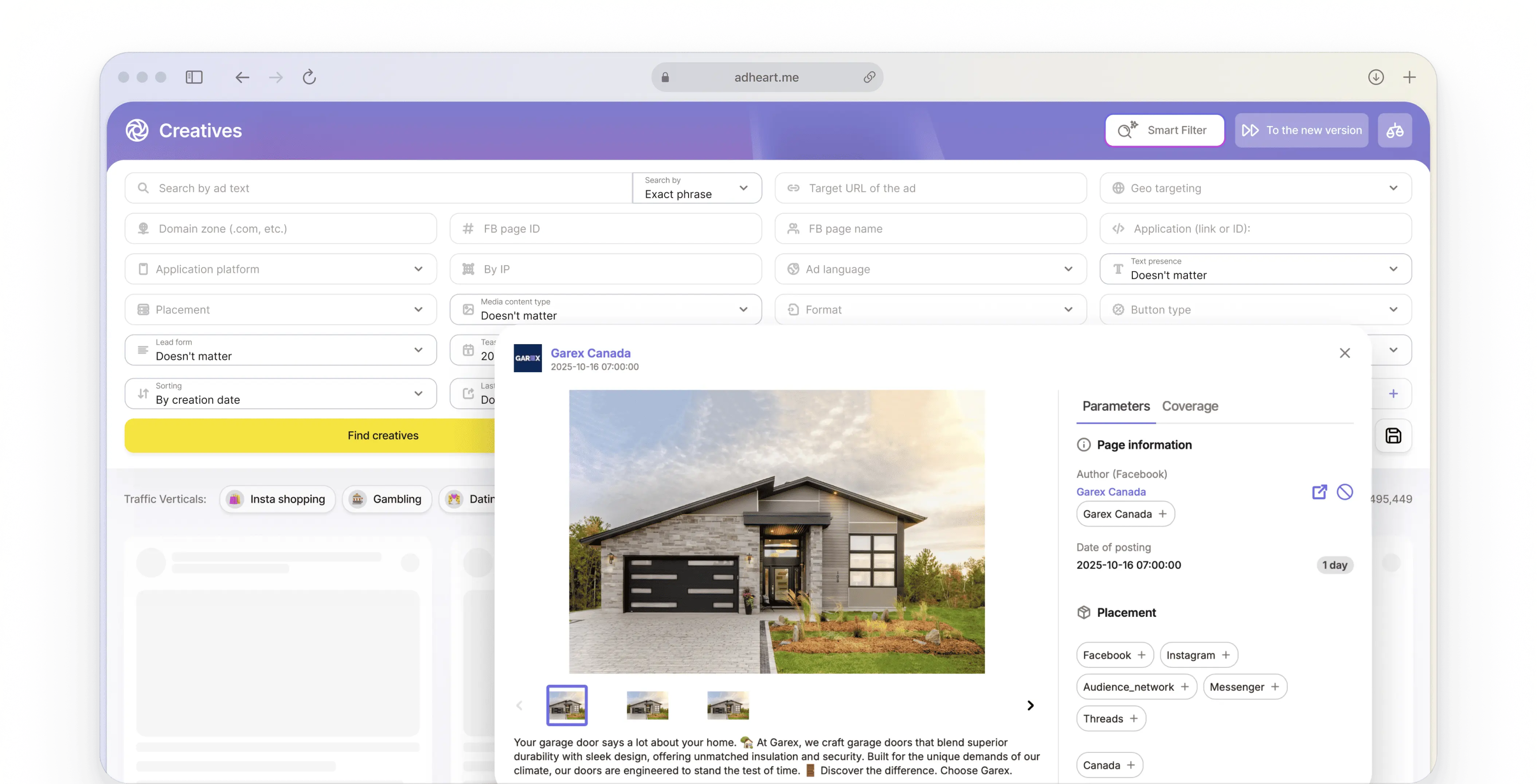 Adheart interface preview